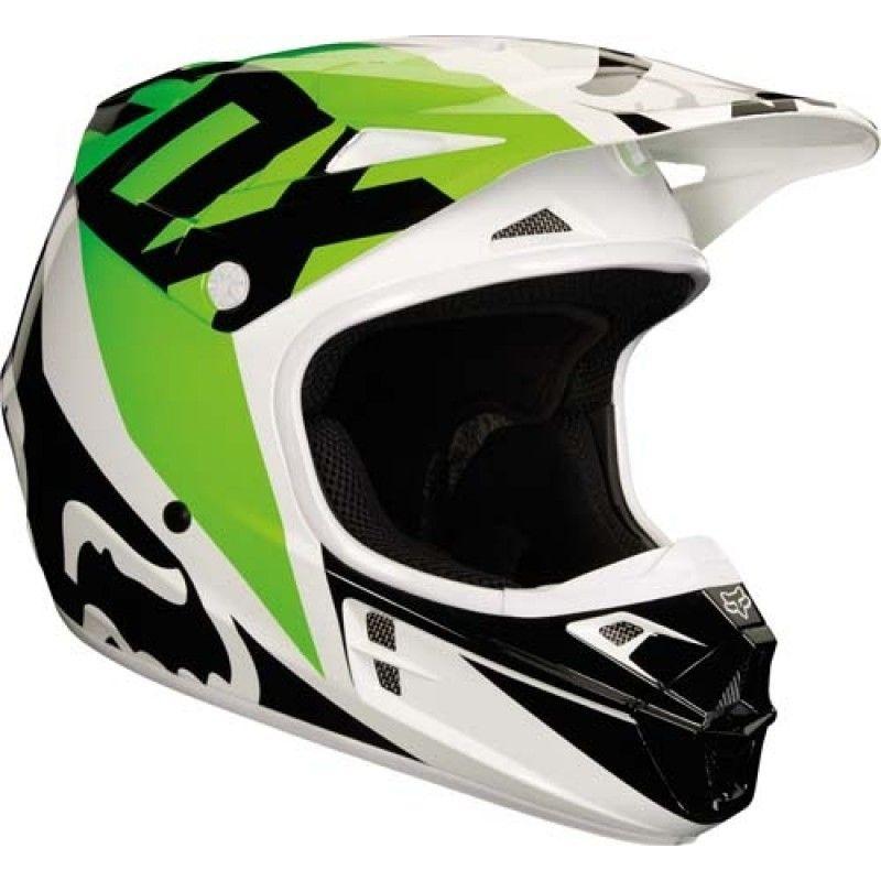 Шлем Fox V1 Race Helmet White/Black/Green